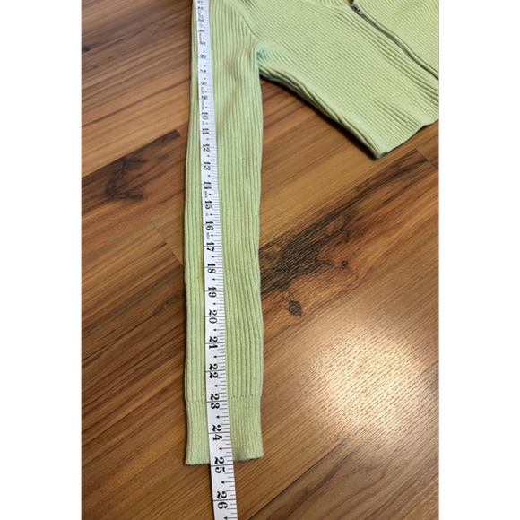 Y2K Neon Green Cropped Zip Up Sweater Rave Cyber Baby Fit - Picture 8 of 8